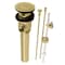 Kingston Brass Brass PopUp Drain with Overflow and Extra Long PopUp rod, 22 Gauge, Brushed Brass KBT2127 - alternate 1